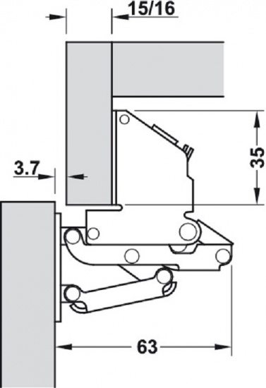 Hafele Swing Up Flap Hinge Mounting With Panel Opening Angle 90